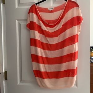 Calvin Klein coral stripes draped neck t shirt